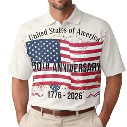 America 250th Anniversary Patriotic Grunge Flag Tropical Hibiscus 1776-2026 Men's Polo Shirt (Lightweight)
