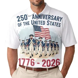 America 250th Patriotic Continental Soldiers Flag March 1776-2026 Commemoration Men's Polo Shirt (Lightweight)
