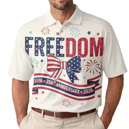 America 250th Freedom Stars Banner 1776 2026 Patriotic Stripes Tropical Motif Men's Polo Shirt (Lightweight)