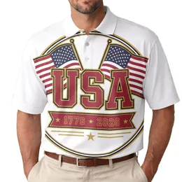 USA 250th Anniversary Patriotic Collegiate Flags 1776-2026 Gold Star Commemoration Men's Polo Shirt (Lightweight)