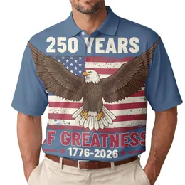 America 250th Anniversary Patriotic Eagle: Distressed Flag Design, 250 Years Greatness 1776-2026 Men's Polo Shirt (Lightweight)
