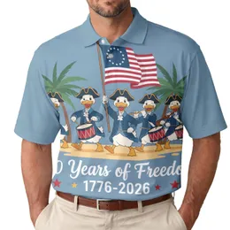 America 250th Anniversary: Colonial Duck Procession, Betsy Ross Flag, 1776-2026 Patriot Celebration Men's Polo Shirt (Lightweight)