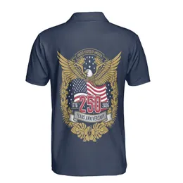 USA 250th Anniversary Bald Eagle Flag 1776-2026 Golden Laurel Emblem Men's Polo Shirt (Lightweight)