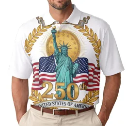 USA 250th Birthday Semiquincentennial Emblem: Teal Liberty, Gold Laurel, Waving Flags, 1776-2026 Men's Polo Shirt (Lightweight)