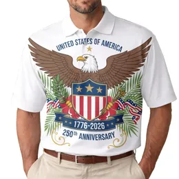 USA 250th Birthday Eagle Shield, Olive Branch Arrows, Tropical Palm Hibiscus 1776-2026 Men's Polo Shirt (Lightweight)
