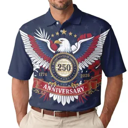 America 250th Celebration Bald Eagle 1776 Patriotic Polo Semiquincentennial Men's Polo Shirt (Lightweight)