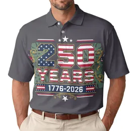 America's 250th Semiquincentennial: Polo '250 Years' 1776-2026 Distressed Stars Stripes Art Men's Polo Shirt (Lightweight)