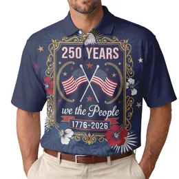 America 250th Anniversary Patriotic Vintage Emblem 'We the People' 1776-2026 Eagle Flags Tropical Men's Polo Shirt (Lightweight)