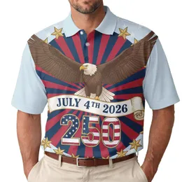 America 250th Semiquincentennial Bald Eagle July 4th 2026 Flag Stars Men's Polo Shirt (Lightweight)