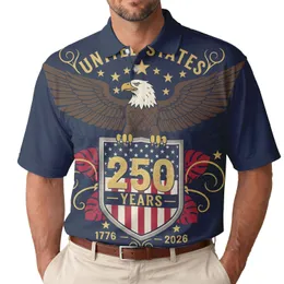 USA 250th Anniversary Eagle Shield 1776-2026 Patriotic Tropical Emblem Men's Polo Shirt (Lightweight)