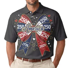 America 250th Anniversary Patriotic Bow 1776-2026 Tropical Americana Design Men's Polo Shirt (Lightweight)