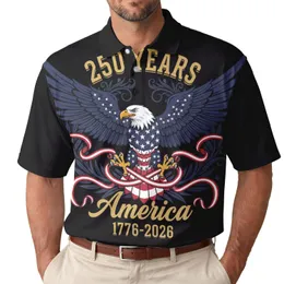 America 250th Anniversary Eagle: Patriotic Polo Tropical Wreath 1776-2026 Men's Polo Shirt (Lightweight)