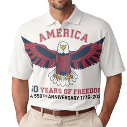 Patriotic Bald Eagle: America 250th Anniversary 1776-2026 Distressed Freedom Men's Polo Shirt (Lightweight)