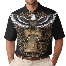 America 250th Anniversary Eagle Liberty Bell 1776-2026 Gold Bronze Tribute Men's Polo Shirt (Lightweight)