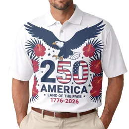 America 250th Anniversary Eagle Flag Stripes Land of the Free 1776-2026 Design Men's Polo Shirt (Lightweight)