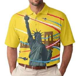 America 250th Liberty Bridge Jets US Patriotic Polo Sky Design Men's Polo Shirt (Lightweight)
