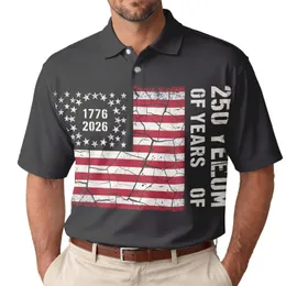 America 250th Birthday Distressed Flag 1776 2026 Freedom Patriotic Polo Design Men's Polo Shirt (Lightweight)