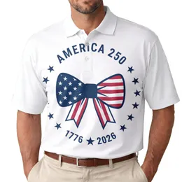 America 250th Patriotic Polo Bow Tie 1776-2026 Stars Stripes Men's Polo Shirt (Lightweight)