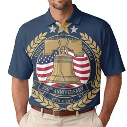 America 250th Anniversary Liberty Bell American Flag Laurel Wreath Tropical Americana Men's Polo Shirt (Lightweight)