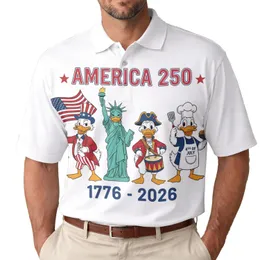 USA 250th Anniversary Patriotic Ducks: Uncle Sam Liberty Drummer BBQ Chef 1776-2026 Men's Polo Shirt (Lightweight)