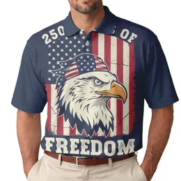 USA 250th Anniversary Bald Eagle Bandana Distressed Flag 1776-2026 Commemoration Men's Polo Shirt (Lightweight)