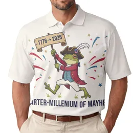 America 250th Anniversary Colonial Frog Runner 1776-2026 Quarter-Millenium Celebration Men's Polo Shirt (Lightweight)