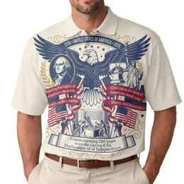 Patriotic America 250th USA Bald Eagle Flags Washington Liberty Bell Declaration 1776 Men's Polo Shirt (Lightweight)