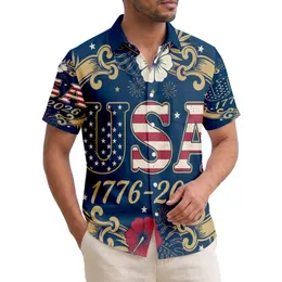 America 250th Birthday Patriotic USA 1776-2026 Hawaiian Tropical Scrollwork Motif Short-sleeve Hawaiian Shirt