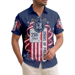 Patriotic 250th Anniversary Flag 1776 2026 Distressed Hawaiian Freedom Emblem Short-sleeve Hawaiian Shirt