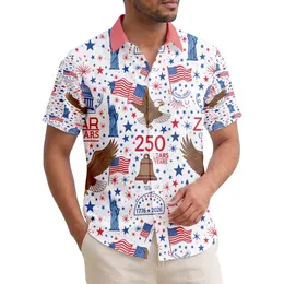 America 250th Anniversary Hawaiian Eagle Flag Liberty Bell Capitol Design Short-sleeve Hawaiian Shirt