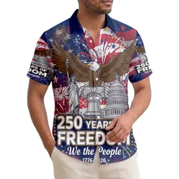 USA 250th Anniversary: Tropical Americana Lady Liberty & Eagle Flag Art Short-sleeve Hawaiian Shirt