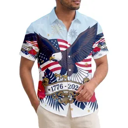 America 250th Birthday Eagle Flag 1776-2026 Tropical Hibiscus Gold Silver Short-sleeve Hawaiian Shirt