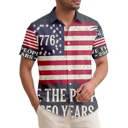 Patriotic America 250th Distressed Flag 1776 We The People Tropical Charcoal Short-sleeve Hawaiian Shirt