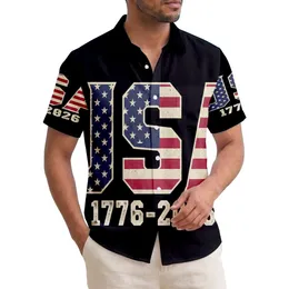 America's 250th Anniversary USA Distressed Flag 1776-2026 Grunge Americana Design Short-sleeve Hawaiian Shirt