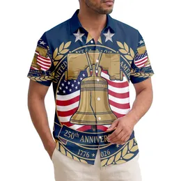 America 250th Anniversary Liberty Bell American Flag Laurel Wreath Tropical Americana Short-sleeve Hawaiian Shirt