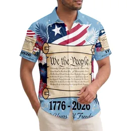 America's 250th Anniversary We the People Flag Scroll 1776-2026 Patriotic Tropical Short-sleeve Hawaiian Shirt