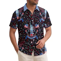 America's 250th Freedom: Patriotic Hawaiian Design with Lady Liberty & Eagles Short-sleeve Hawaiian Shirt