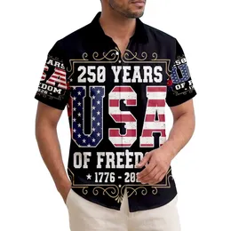 America 250th Anniversary 250 Years USA Flag 1776 Freedom Hibiscus Palm Scrollwork Short-sleeve Hawaiian Shirt