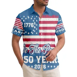 Patriotic 250th Anniversary: Distressed Flag 1776 We The People 2026 Semiquincentennial Short-sleeve Hawaiian Shirt