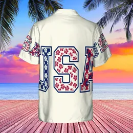 USA 250th Anniversary Est 1776 Patriotic Collegiate Floral Navy Red Art Short-sleeve Hawaiian Shirt