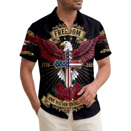 Patriot USA 250th Eagle Flag Cross Freedom 1776 2026 One Nation Under God Black Short-sleeve Hawaiian Shirt