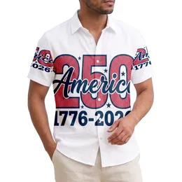 America's 250th Birthday 1776-2026 Patriotic Hawaiian Hibiscus Star Laurel Short-sleeve Hawaiian Shirt