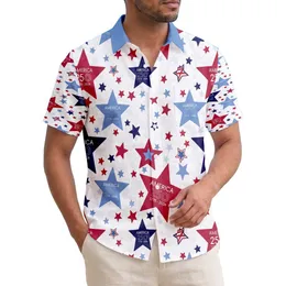 America 250th 1776 Anniversary Patriotic Hawaiian Red White Blue Confetti Star Design Short-sleeve Hawaiian Shirt