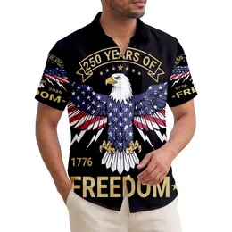 USA 250th Birthday Eagle Flag Wings Lightning Freedom 1776 2026 Short-sleeve Hawaiian Shirt