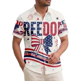 America 250th Freedom Stars Banner 1776 2026 Patriotic Stripes Tropical Motif Short-sleeve Hawaiian Shirt