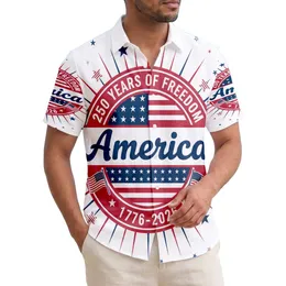USA 250th Anniversary Tropical Americana Stars Stripes Freedom Emblem 1776-2026 Short-sleeve Hawaiian Shirt