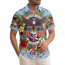 Bald Eagle American Flag Cross - USA 250th Anniversary 1776-2026 Independence Day Hawaiian Shirt