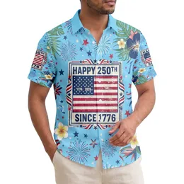 Distressed American Flag 1776-2026 Tropical - USA 250th Anniversary Independence Day Hawaiian Shirt
