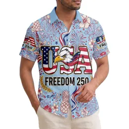 Patriotic USA Eagle Flag Freedom 250 - USA 250 Years of Freedom Independence Day Hawaiian Shirt