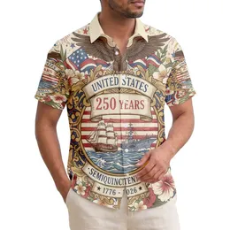 Bald Eagle Flag Tall Ship 1776-2026 - USA 250th Anniversary Independence Day Gift for Dad Hawaiian Shirt